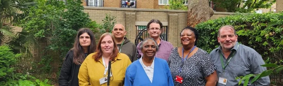 Staff and trustees of Choice in Hackney together outside the Marie Lloyd Centre
